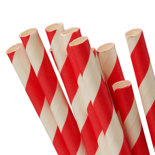 Red Candy Cane Stripe Christmas Straws - 25 Pack – Paper Wedding Straws,  Gourmet Holiday Straws, Red Striped Straws