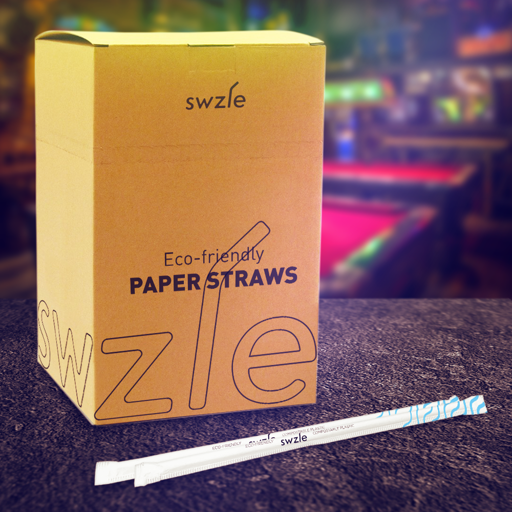 SWZLE Premium Eco-Friendly Paper Drinking Straws (White - Wrapped)